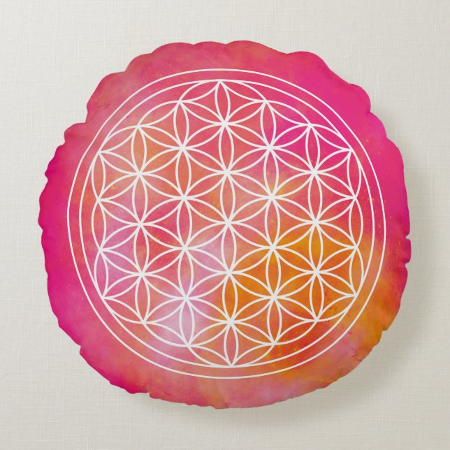 Flowers of life round pillow (Front)