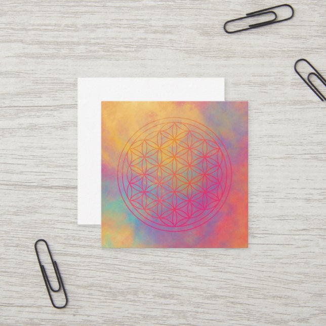 Flowers of life square business card (Front/Back In Situ)