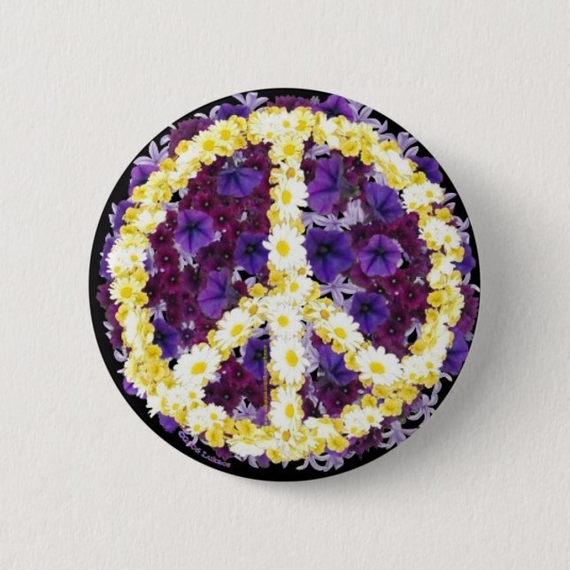 flowers of peace 2 inch round button (Front)