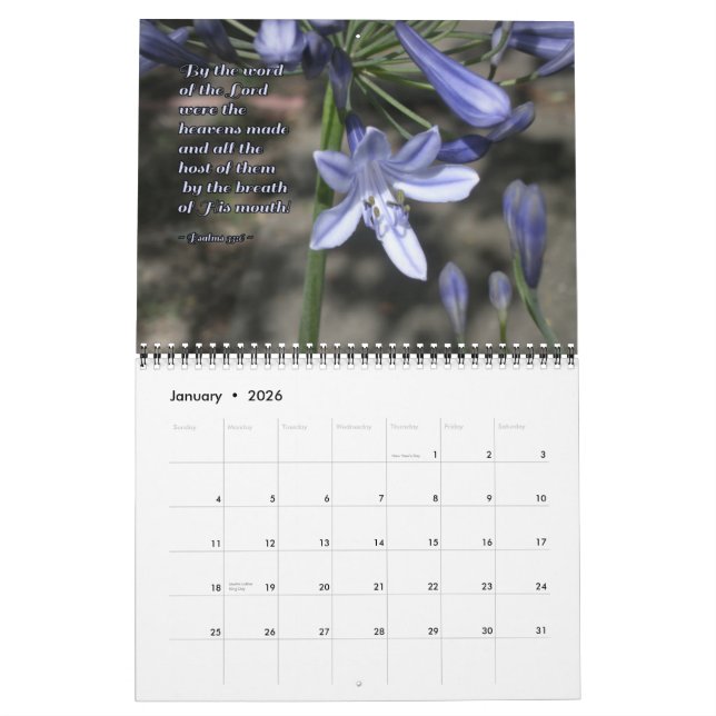 Flowers of Praise Psalms Inspirational Wall Calendar (Jan 2026)