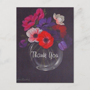 Flowers Oil Painting Wedding Thank You Postcard