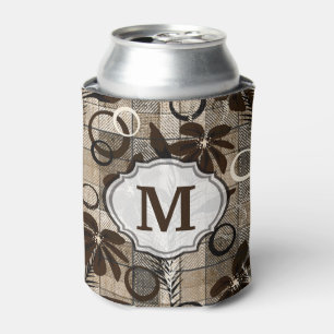 Flowers on a checkered background in a rustic styl can cooler