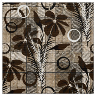 Flowers on a checkered background in a rustic styl fabric