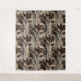 Flowers on a chequered background in a rustic styl tapestry