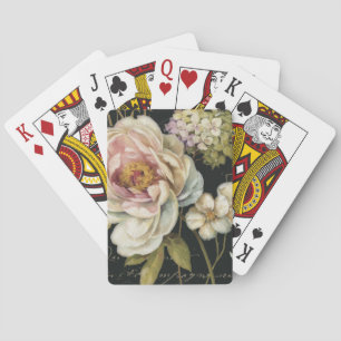 Flowers on Black Playing Cards