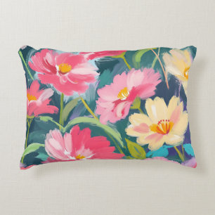 Flowers on Blue Accent Pillow