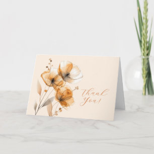 Flowers on Creme, Your Logo, QR Code, Bus. Name #2 Thank You Card