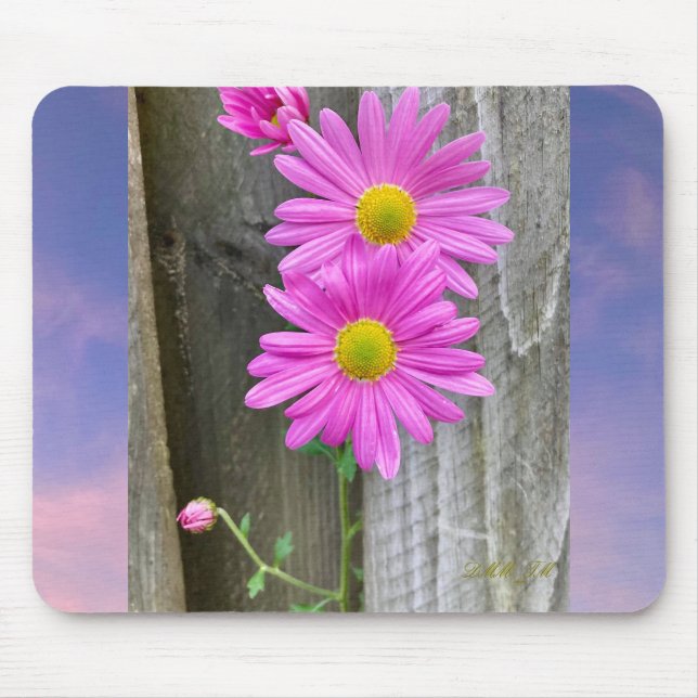 Flowers on fence mouse pad.  mouse pad (Front)