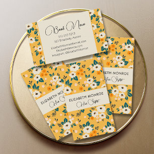 Flowers on Gold Salon Hair Stylist Makeup Business Card
