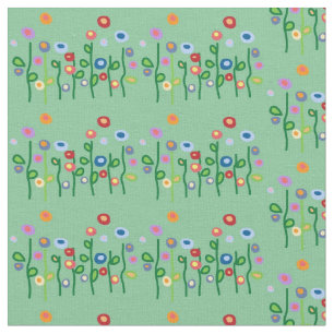 Flowers on green background fabric