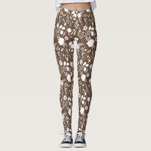 Flowers on net 01.bx4 Brown BG Leggings
