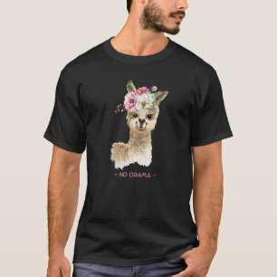 Flowers On No Drama Lama Water Colour Back To Scho T-Shirt