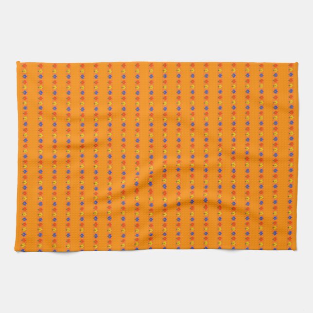 Flowers on Orange Kitchen Towel (Horizontal)