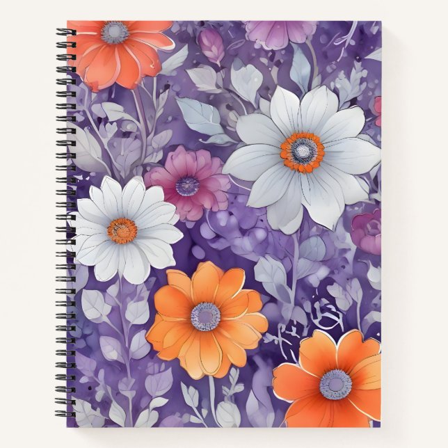 Flowers on Purple Notebook (Front)