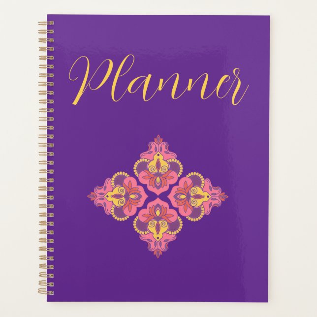 Flowers on Purple Spiral Photo Notebook (Devant)