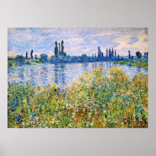 Flowers on the Banks of the Seine River Fine Art Poster