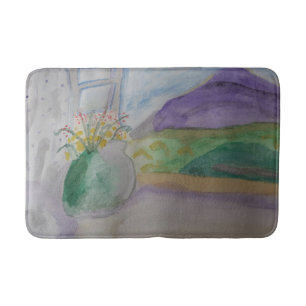 Flowers On The Windowsill Bath Mat