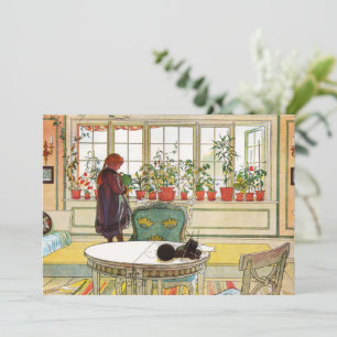 Flowers on the Windowsill by Carl Larsson Holiday Card
