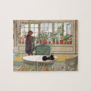 Flowers on the Windowsill by Carl Larsson Jigsaw Puzzle