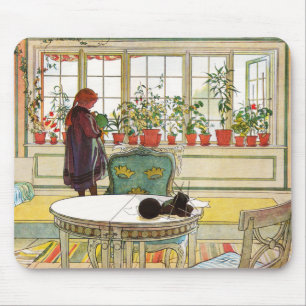 Flowers on the Windowsill by Carl Larsson Mouse Pad