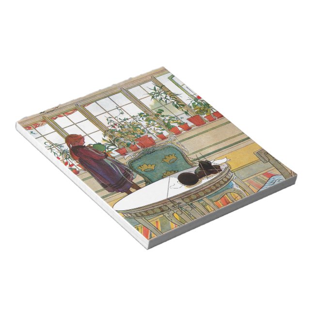 Flowers on the Windowsill by Carl Larsson Notepad (Angled)