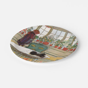 Flowers on the Windowsill by Carl Larsson Paper Plate