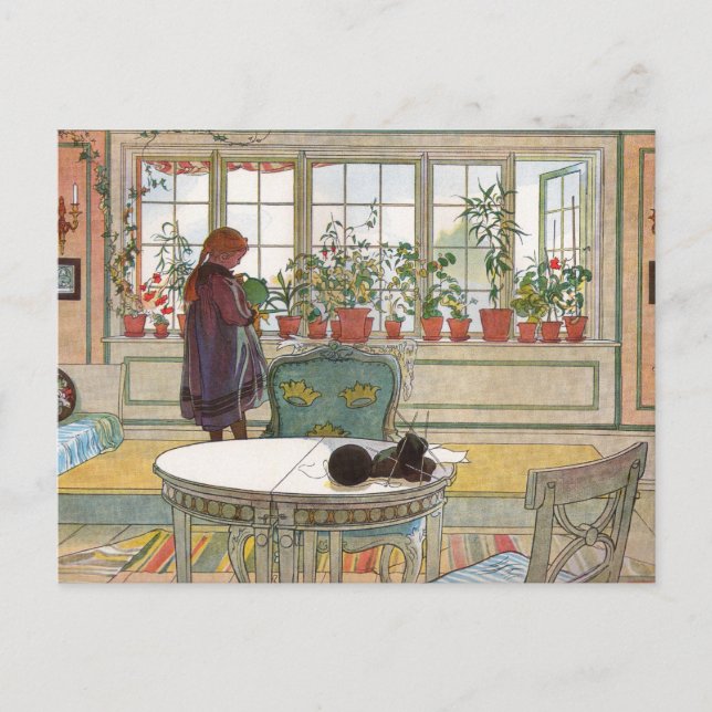 Flowers on the Windowsill by Carl Larsson Postcard (Front)