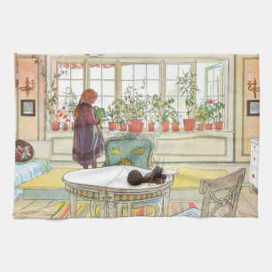 Flowers on the Windowsill Carl Larsson Swedish Kitchen Towel