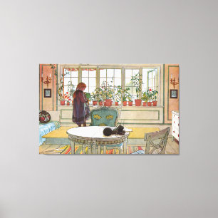 Flowers on the Windowsill From A Home Carl Larsson Canvas Print
