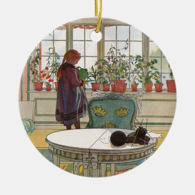 Flowers on the Windowsill From A Home Carl Larsson Ceramic Ornament (Front)