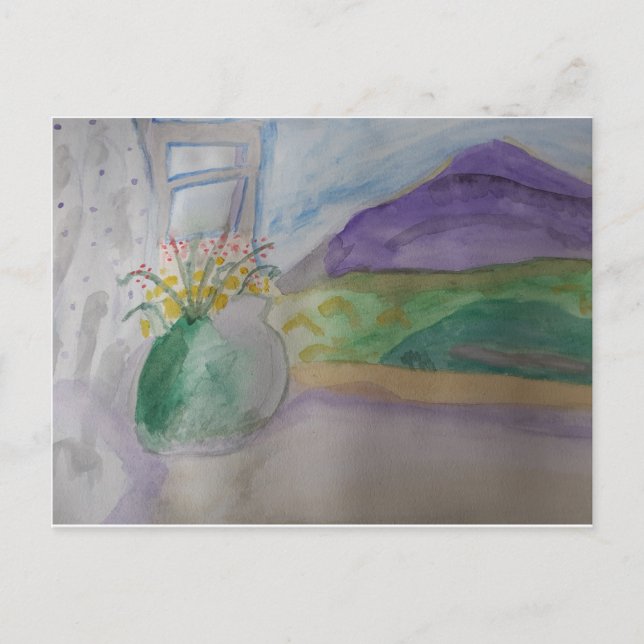 Flowers On The Windowsill Postcard (Front)