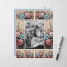 Flowers on Wood Journalling Spots Card Decor