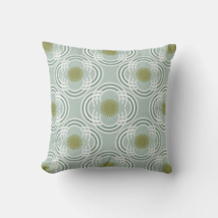 Flowers or eyes - neutral green throw pillow