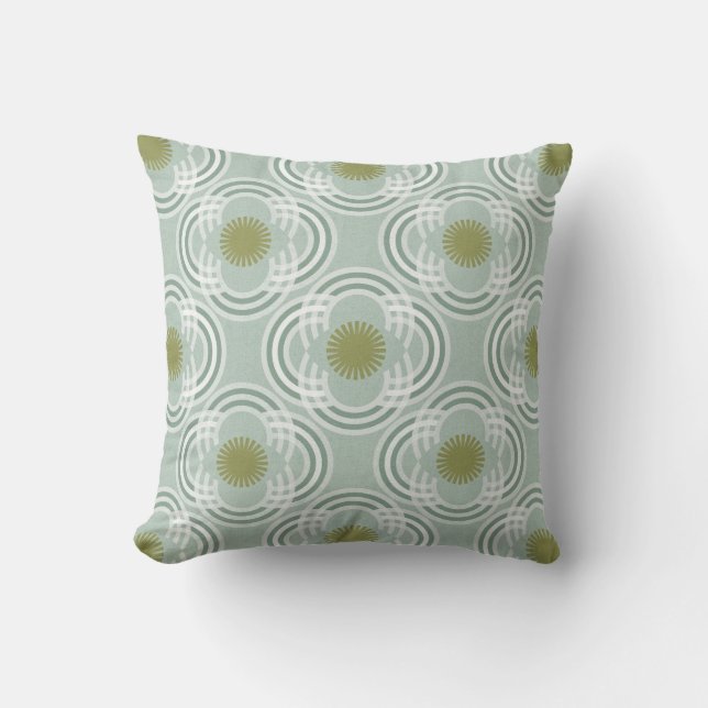 Flowers or eyes - neutral green throw pillow (Front)