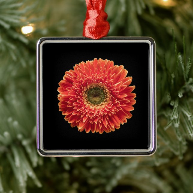 Flowers | Orange Gerbera Daisy Metal Ornament (Tree)