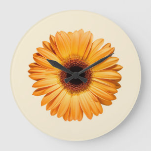Flowers   Orange Gerbera Large Clock