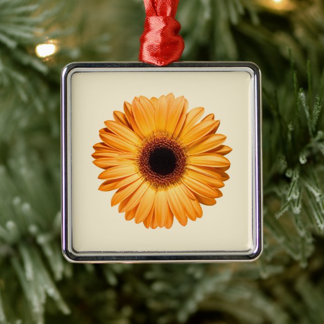 Flowers | Orange Gerbera Metal Ornament (Tree)