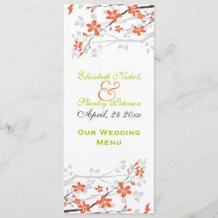 Flowers orange lime green wedding Menu card