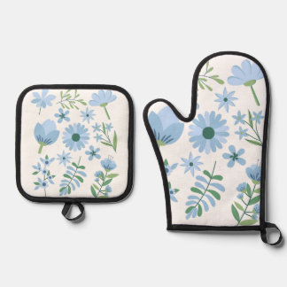 Flowers Oven Mitt & Pot Holder Set