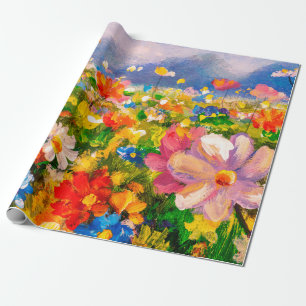 Flowers paintings monet painting claude impression wrapping paper