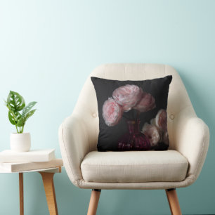 Flowers Pale Pink Peonies in Vase Throw Pillow