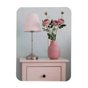 Flowers Pale Pink Roses on Nightstand Magnet