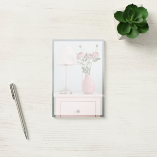 Flowers Pale Pink Roses on Nightstand Post-it Notes