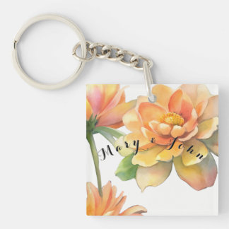 Flowers Party Plates With custom personalize name Keychain