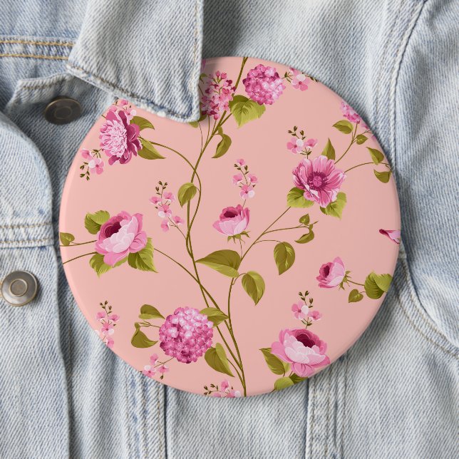 Flowers Pattern 17 6 Inch Round Button (In Situ)