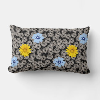 Flowers pattern 19.b. Black BG Lumbar Pillow