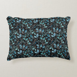 Flowers pattern 21.w Black BG Accent Pillow