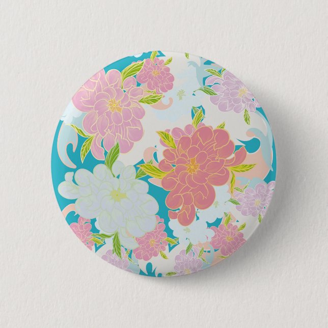 Flowers pattern 2 inch round button (Front)