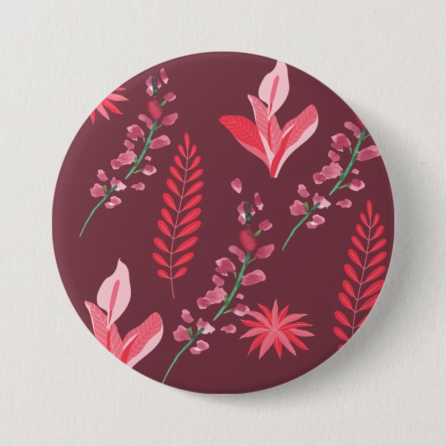 Flowers pattern. 3 inch round button (Front)