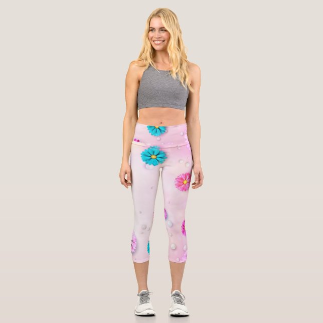 Flowers Pattern 7 Capri Leggings (Front)